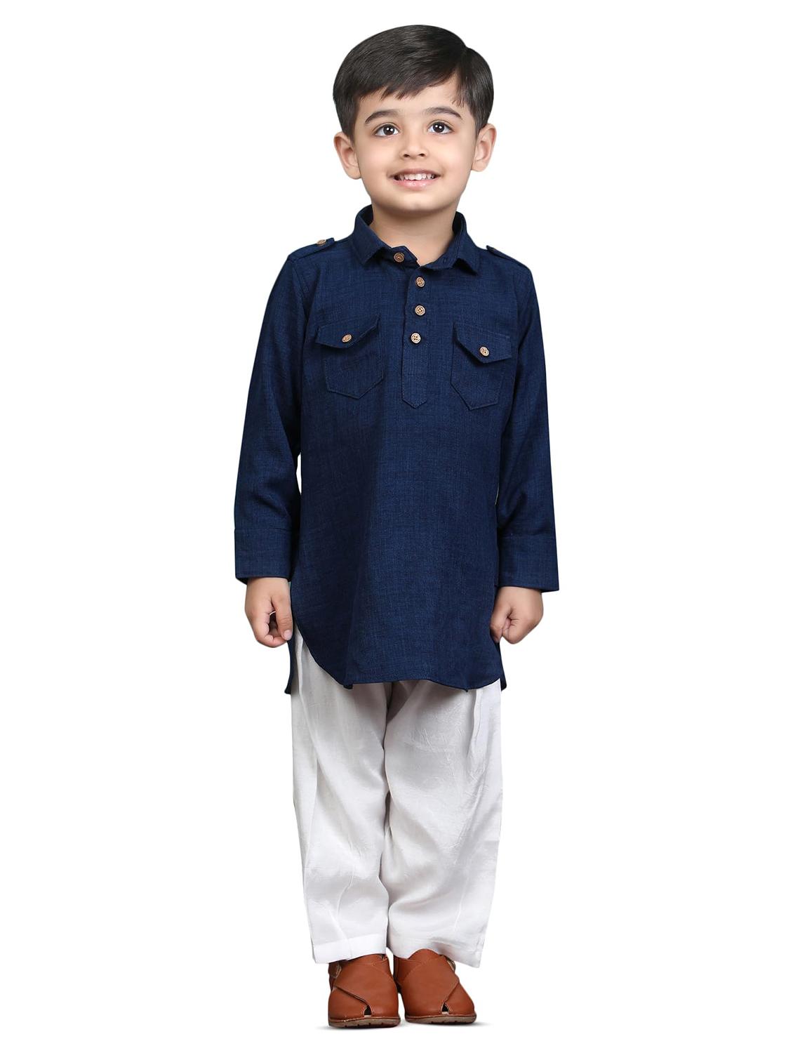 kids solid long sleeve pathani set - 21948360 - Standard Image - 2