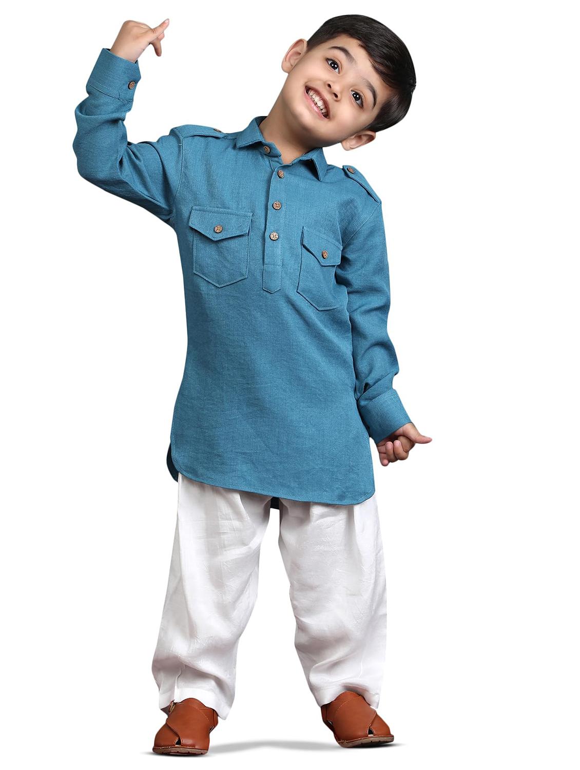 kids solid long sleeve pathani set - 21948361 - Standard Image - 2