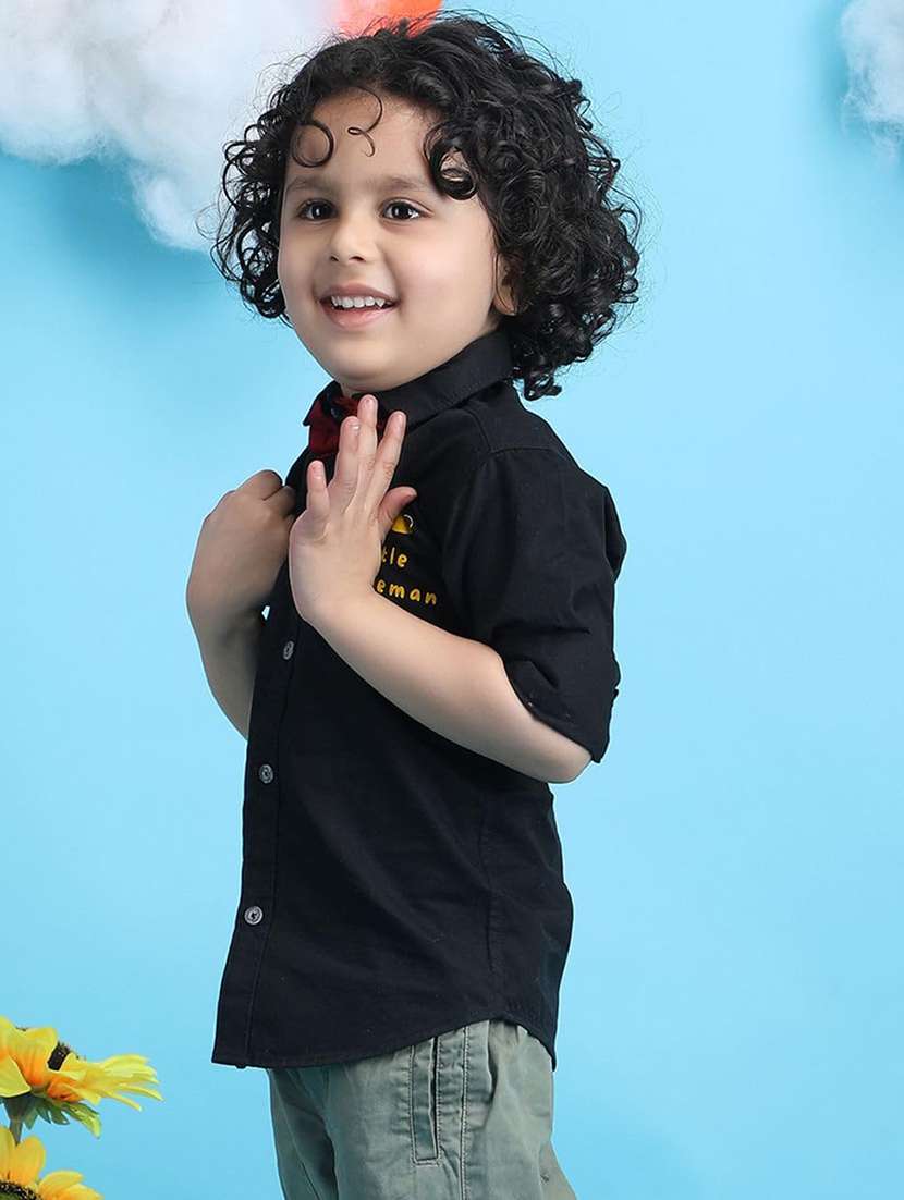 kids black solid long sleeve shirt - 21948367 - Standard Image - 2