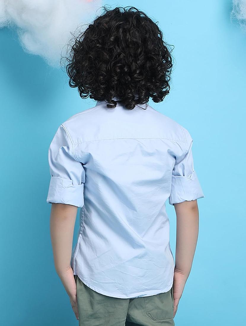 kids light blue solid long sleeve shirt - 21948368 - Standard Image - 2