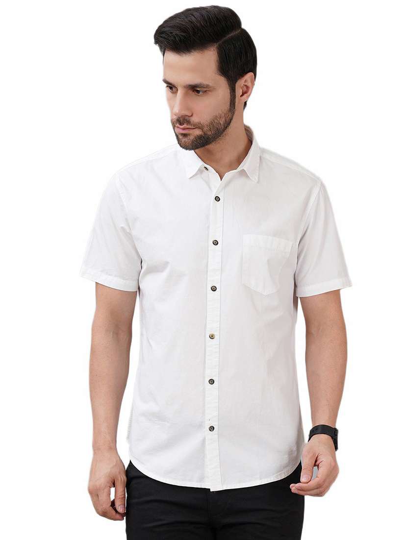men solid short sleeve regular fit casual shirt