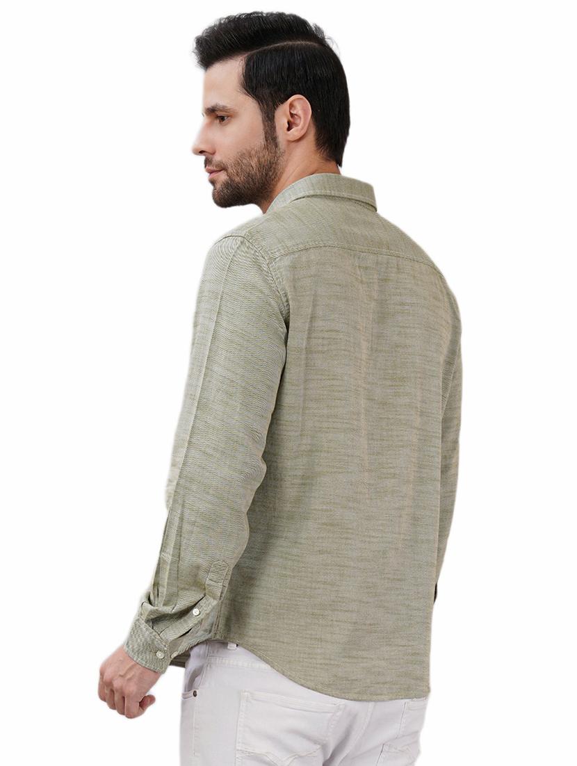 men olive long sleeve regular fit casual shirt - 21948386 - Standard Image - 2