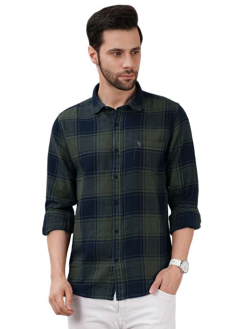 men checkered long sleeve regular fit casual shirt