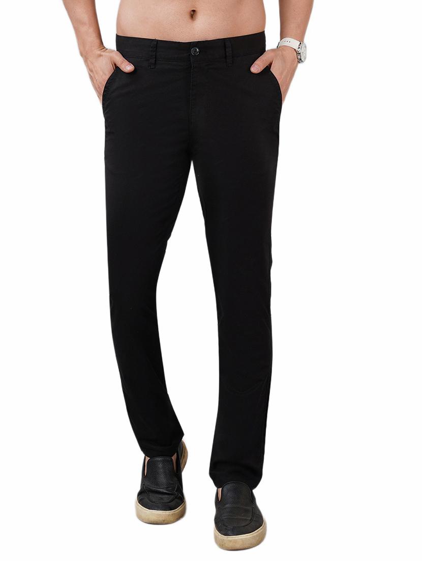 men solid md rise flat front casual chinos - 21948400 - Zoom Image - 0