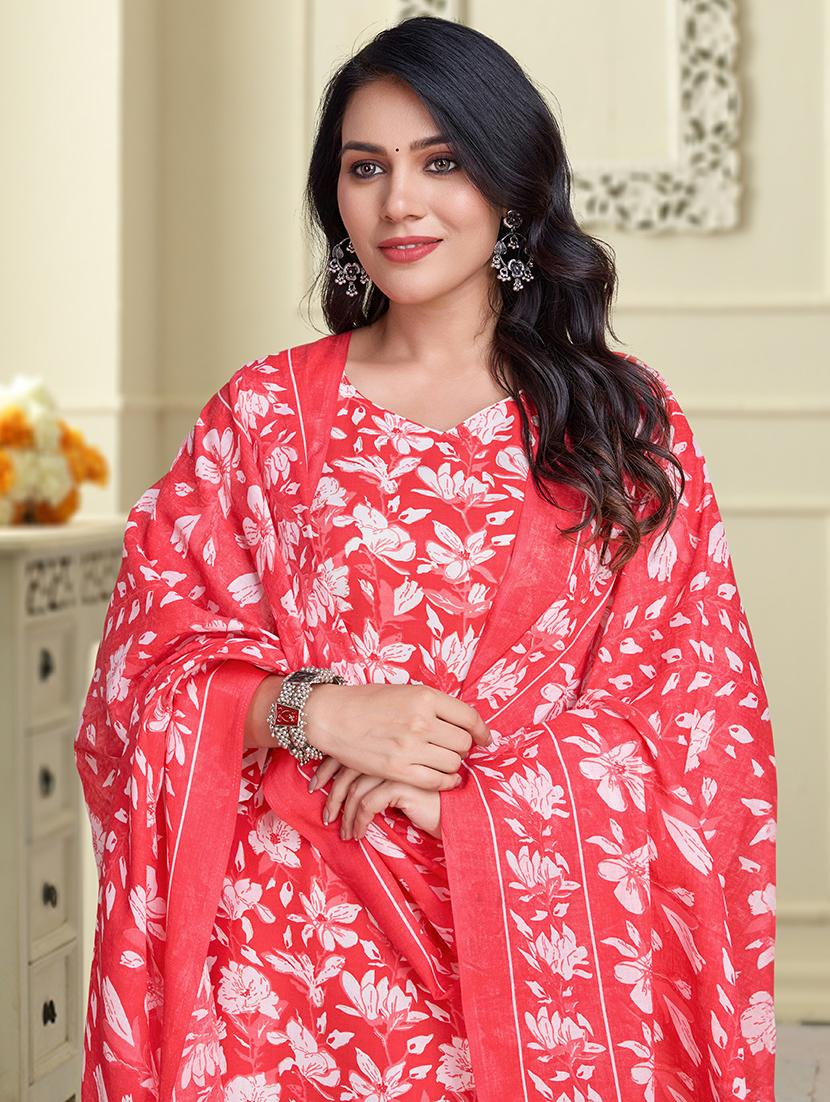 women three quarter sleeve kurta palazzo with dupatta set - 21948535 - Standard Image - 2