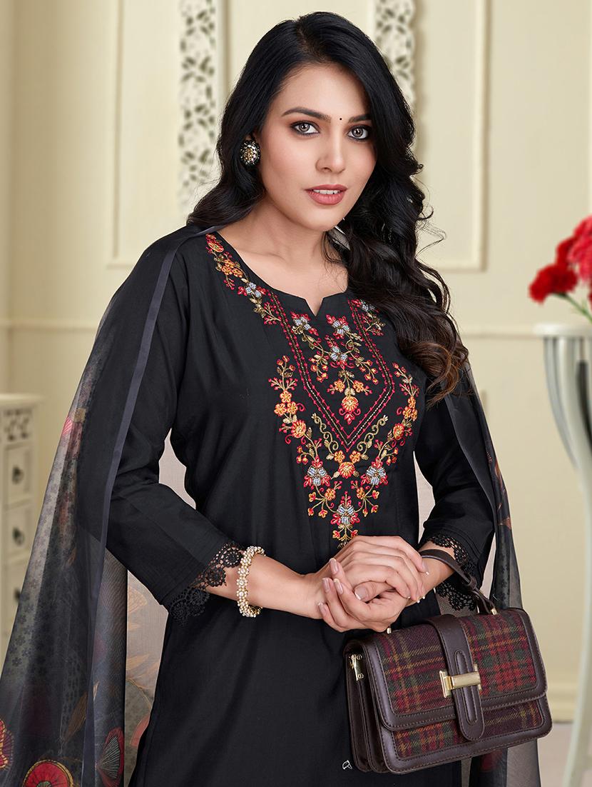 women three quarter sleeve kurta salwar with dupatta set - 21948536 - Standard Image - 2