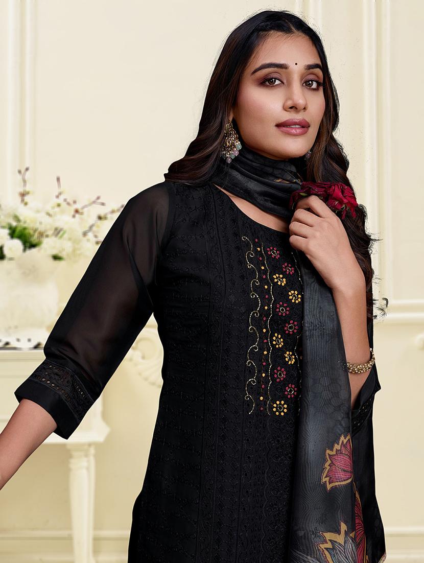 women three quarter sleeve kurta pant with dupatta set - 21948549 - Standard Image - 2