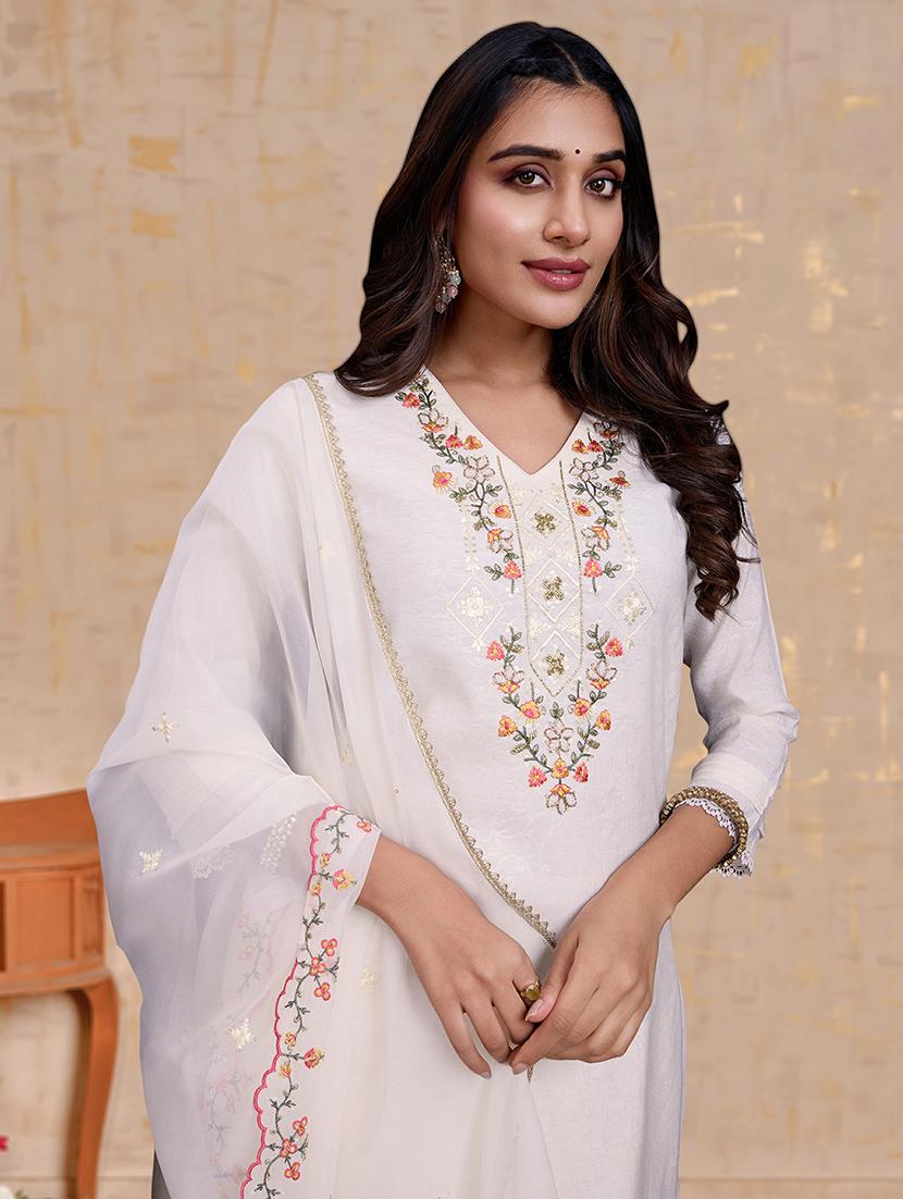 women three quarter sleeve dhoti kurta with dupatta set - 21948551 - Standard Image - 2