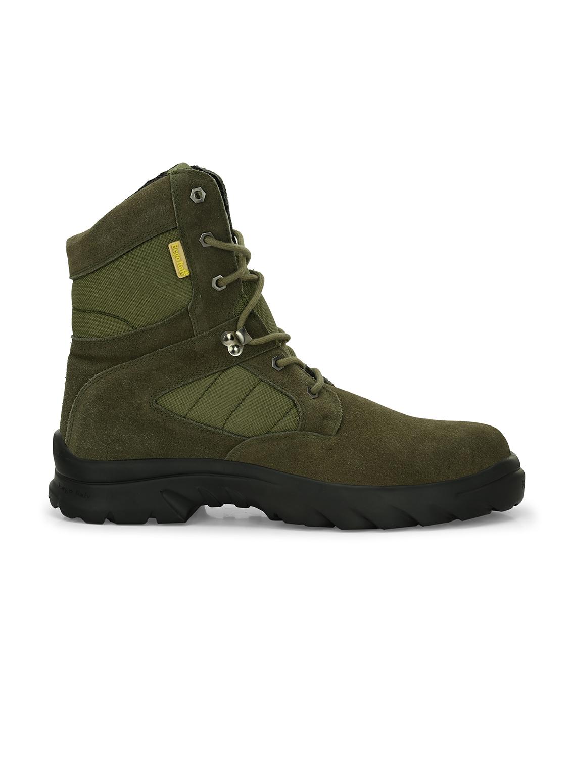men olive lace up hiking boot - 21948558 - Standard Image - 2