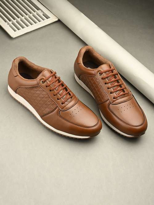 men brown lace up casual shoes - 21948562 - Standard Image - 0