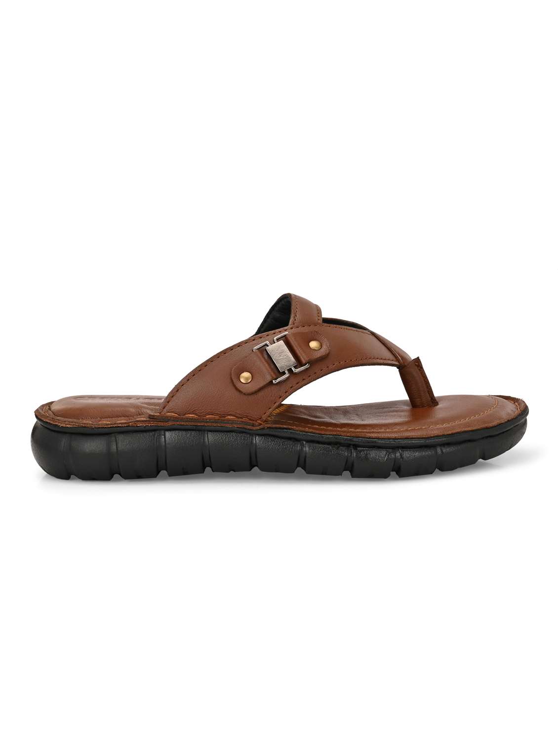 men brown toe seperator sandal - 21948609 -  Standard Image - 2