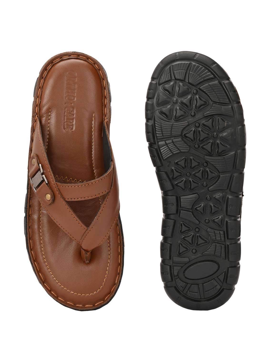 men brown toe seperator sandal - 21948609 -  Standard Image - 7