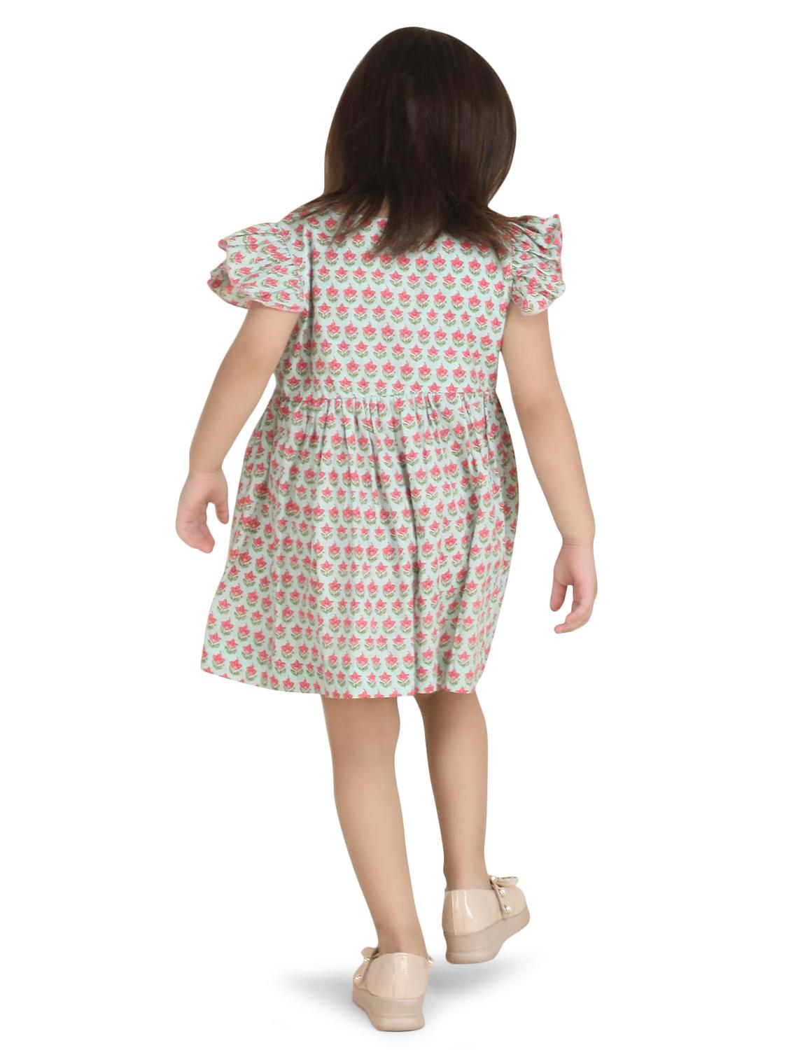 kids white floral printed overlap neck frock - 21948616 - Standard Image - 2
