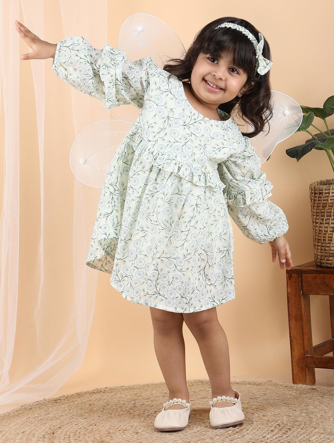 kids neo mint floral printed round neck frock - 21948628 - Standard Image - 2