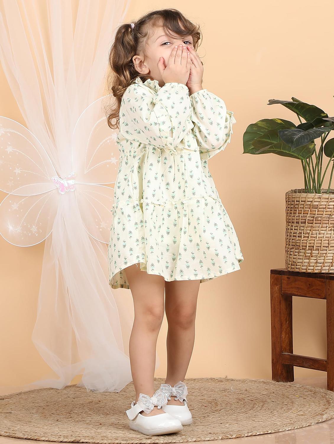 kids neo mint floral printed round neck frock - 21948631 - Standard Image - 2