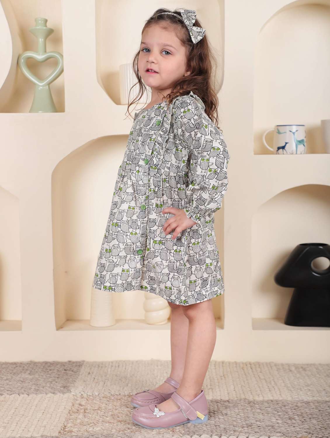 kids black printed round neck frock - 21948634 -  Standard Image - 2