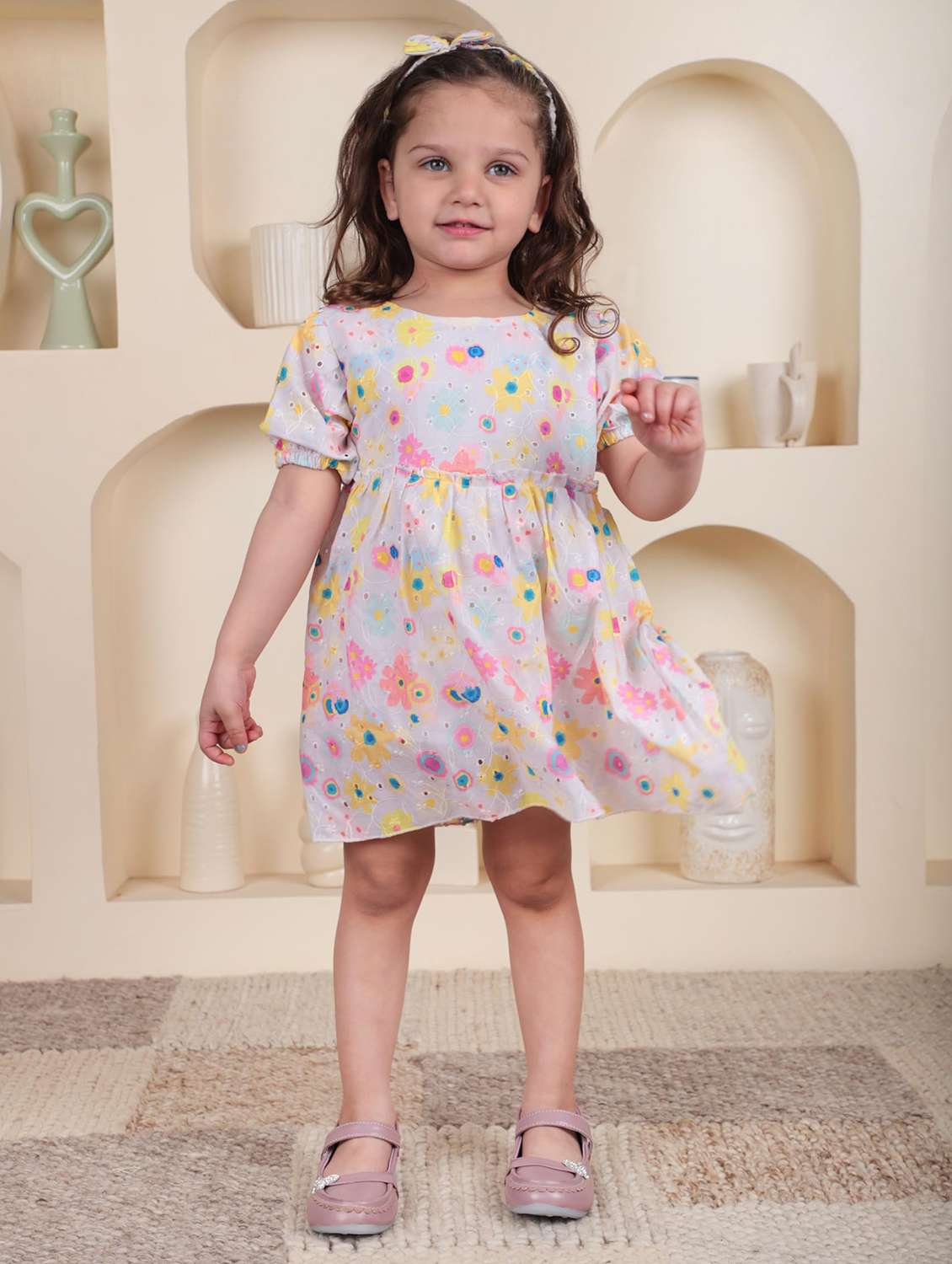 kids floral printed round neck frock