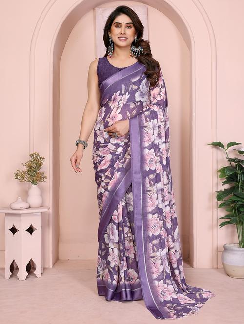 women floral printed saree with blouse - 21948640 -  Standard Image - 0