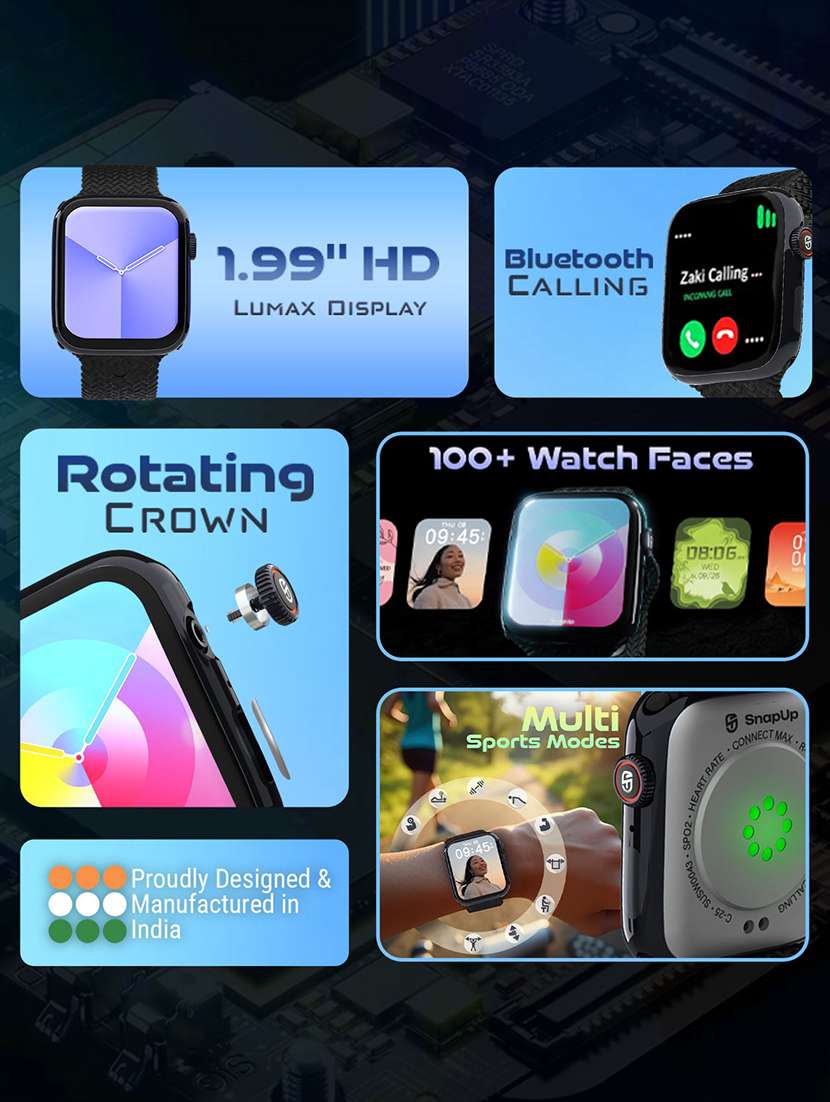 snapup connect max bluetooth calling smart watch (silver blue) - 21948649 -  Standard Image - 2