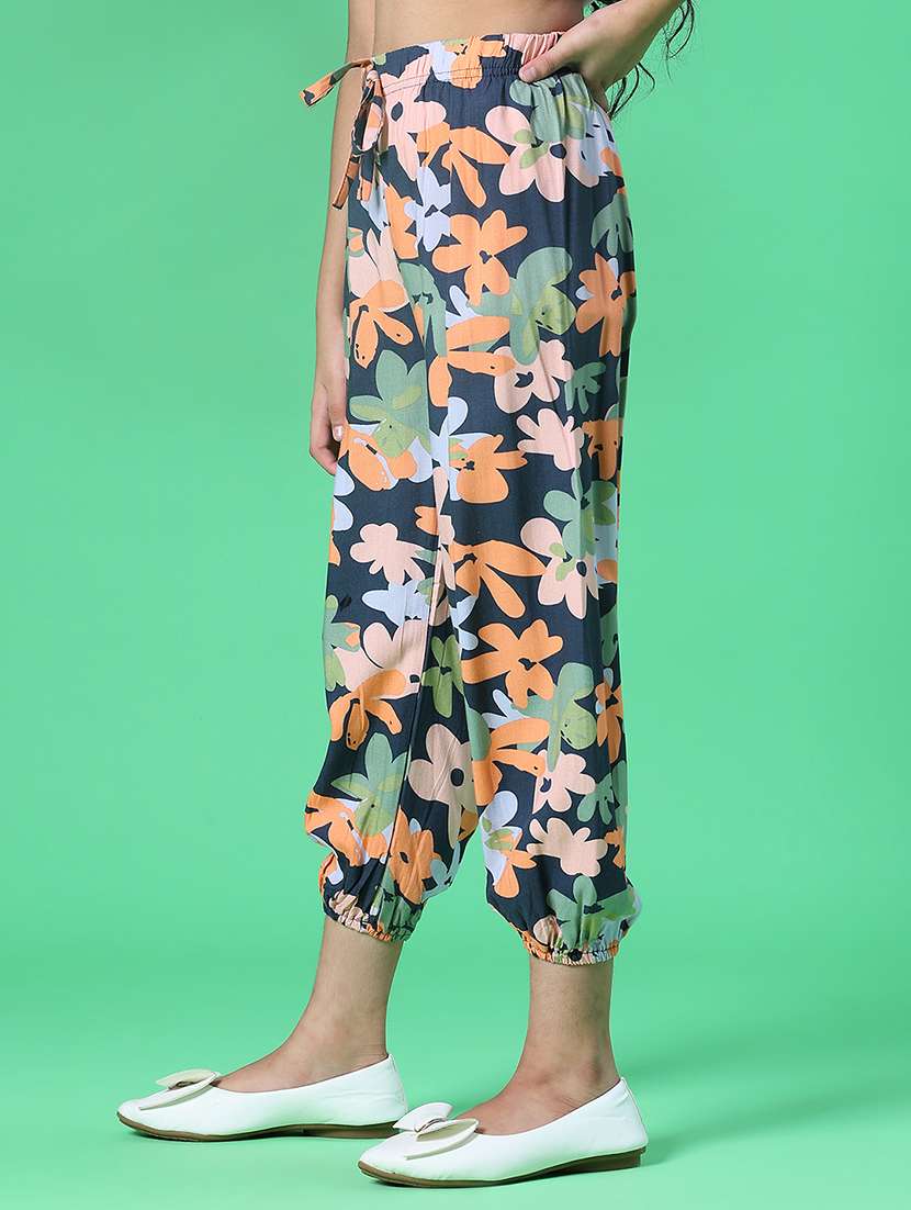 girls navy blue cotton palazzo trouser - 21948665 -  Standard Image - 2