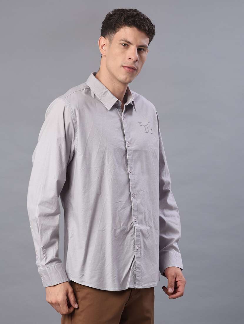 Men Solid Collared Long Sleeve Shirt - 21948707 -  Standard Image - 2