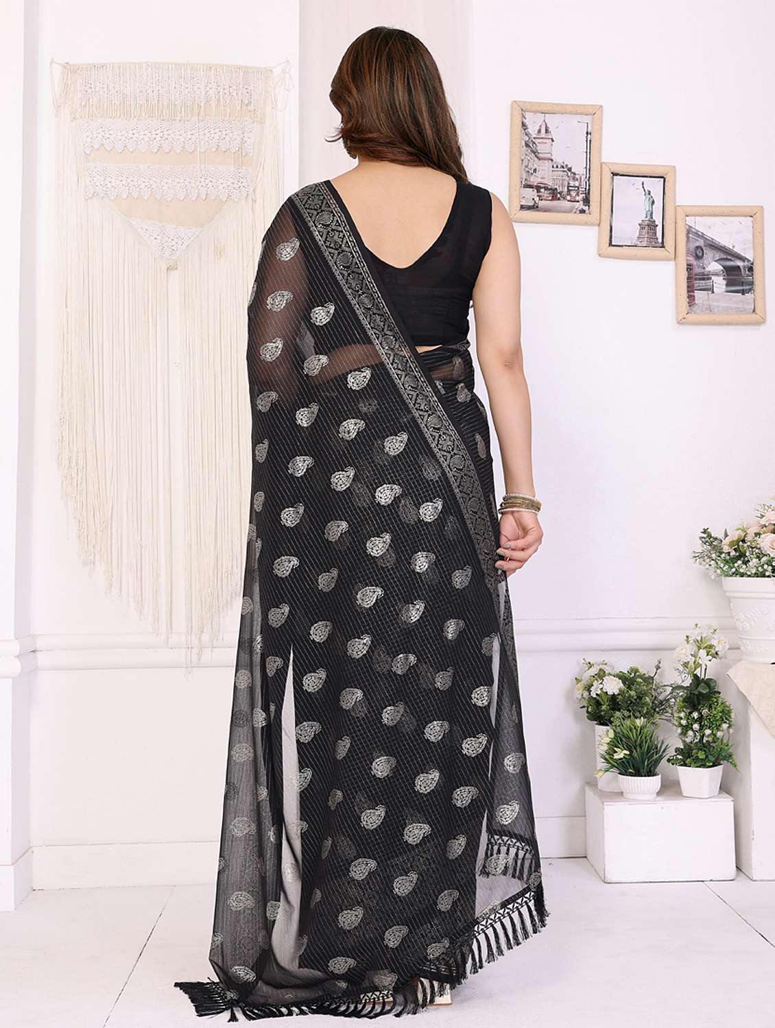 women foil printed saree with blouse - 21949142 -  Standard Image - 2