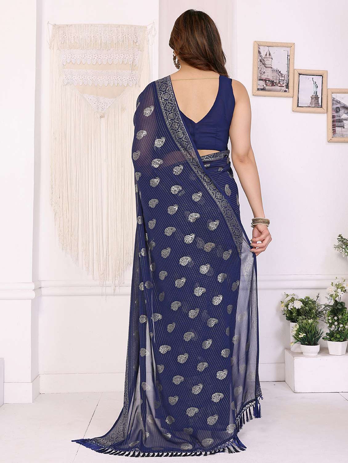 women foil printed saree with blouse - 21949143 -  Standard Image - 2