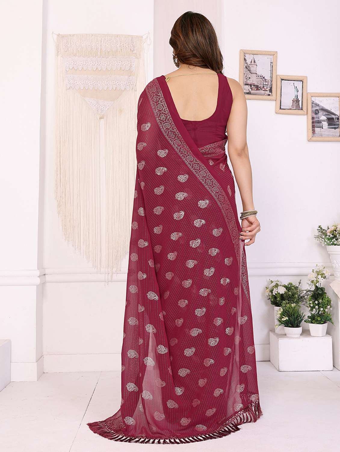 women foil printed saree with blouse - 21949144 -  Standard Image - 2