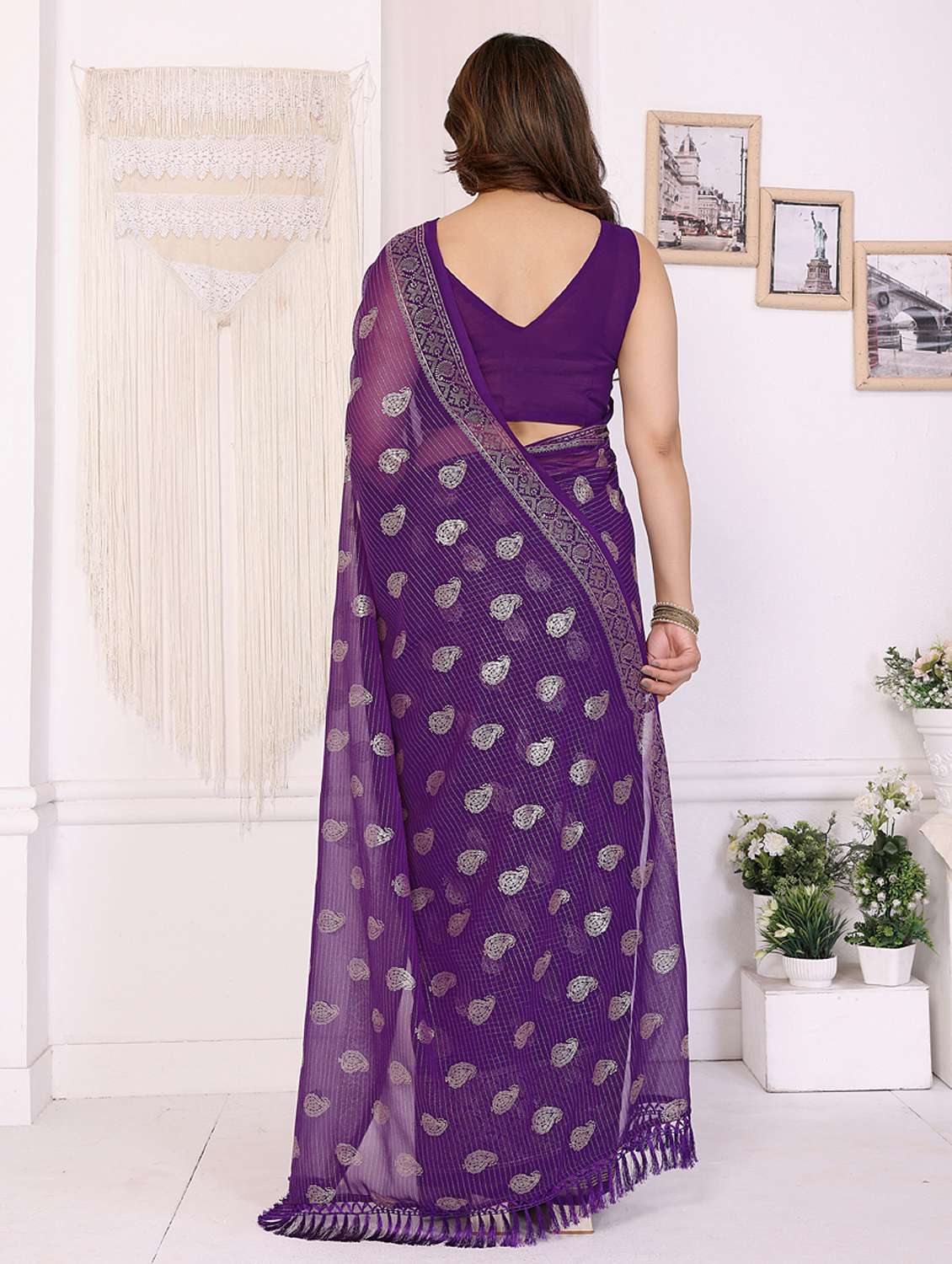 women foil printed saree with blouse - 21949145 -  Standard Image - 2