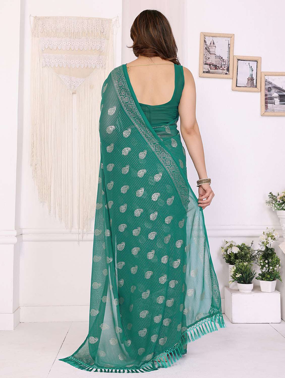 women foil printed saree with blouse - 21949146 -  Standard Image - 2