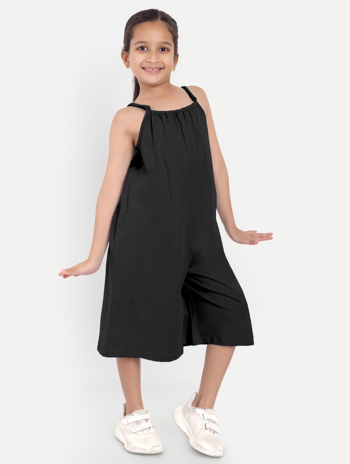 girls black solid sleeveless jump suit - 21949157 - Standard Image - 2