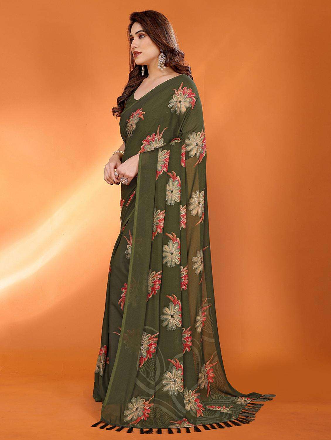 women printed casual wear saree with blouse - 21949164 -  Standard Image - 2
