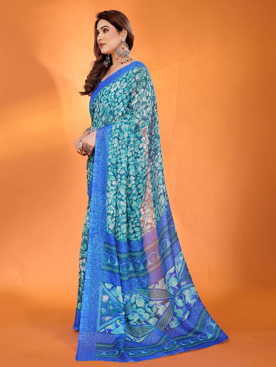 women printed casual wear saree with blouse - 21949172 -  Standard Image - 2