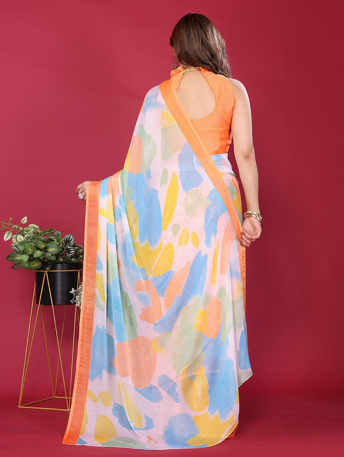 women printed half & half saree with blouse - 21949174 - Standard Image - 2