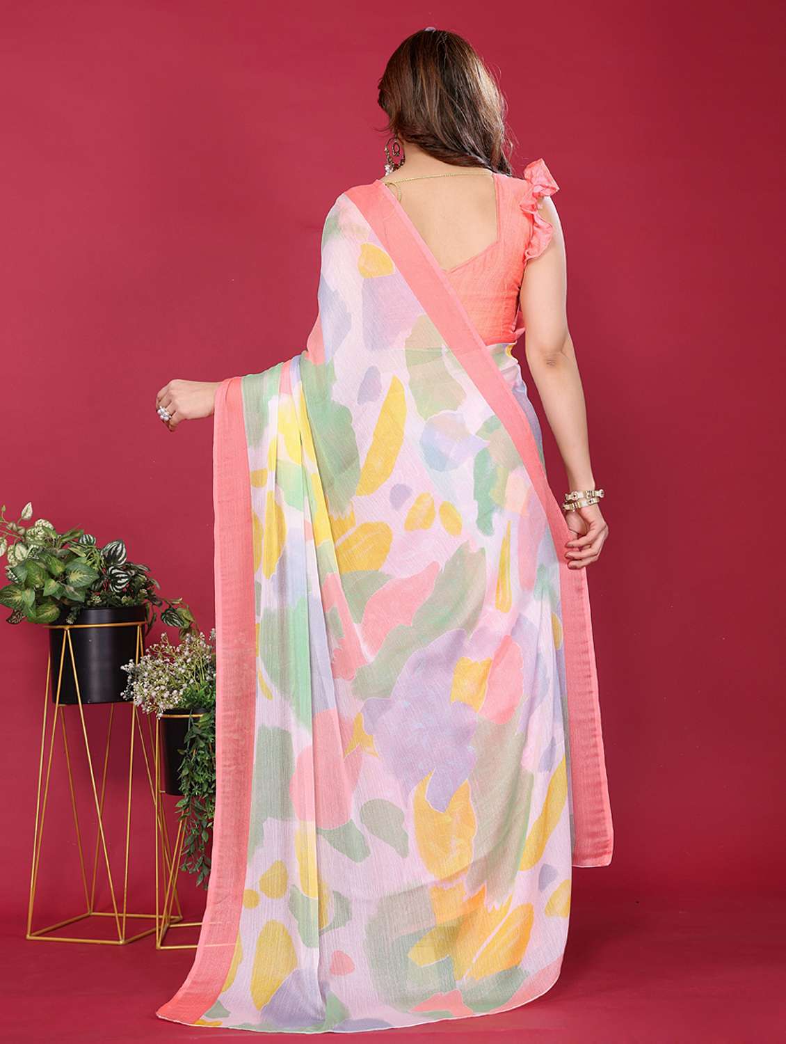 women printed half & half saree with blouse - 21949175 -  Standard Image - 2