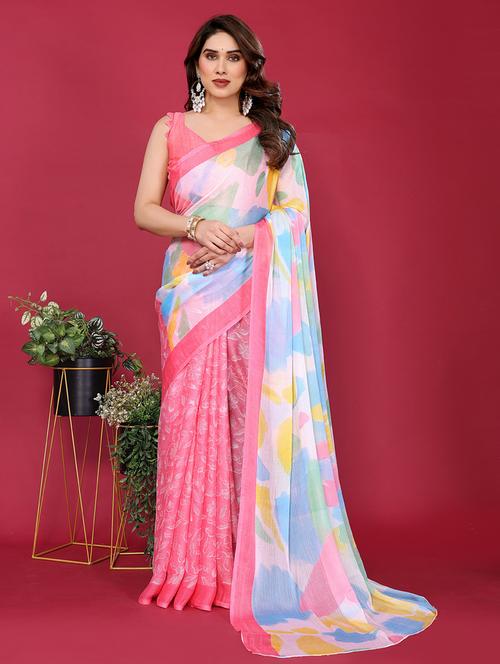 women printed half & half saree with blouse - 21949176 - Standard Image - 0