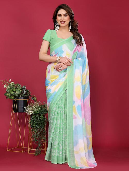 women printed half & half saree with blouse - 21949177 -  Standard Image - 0