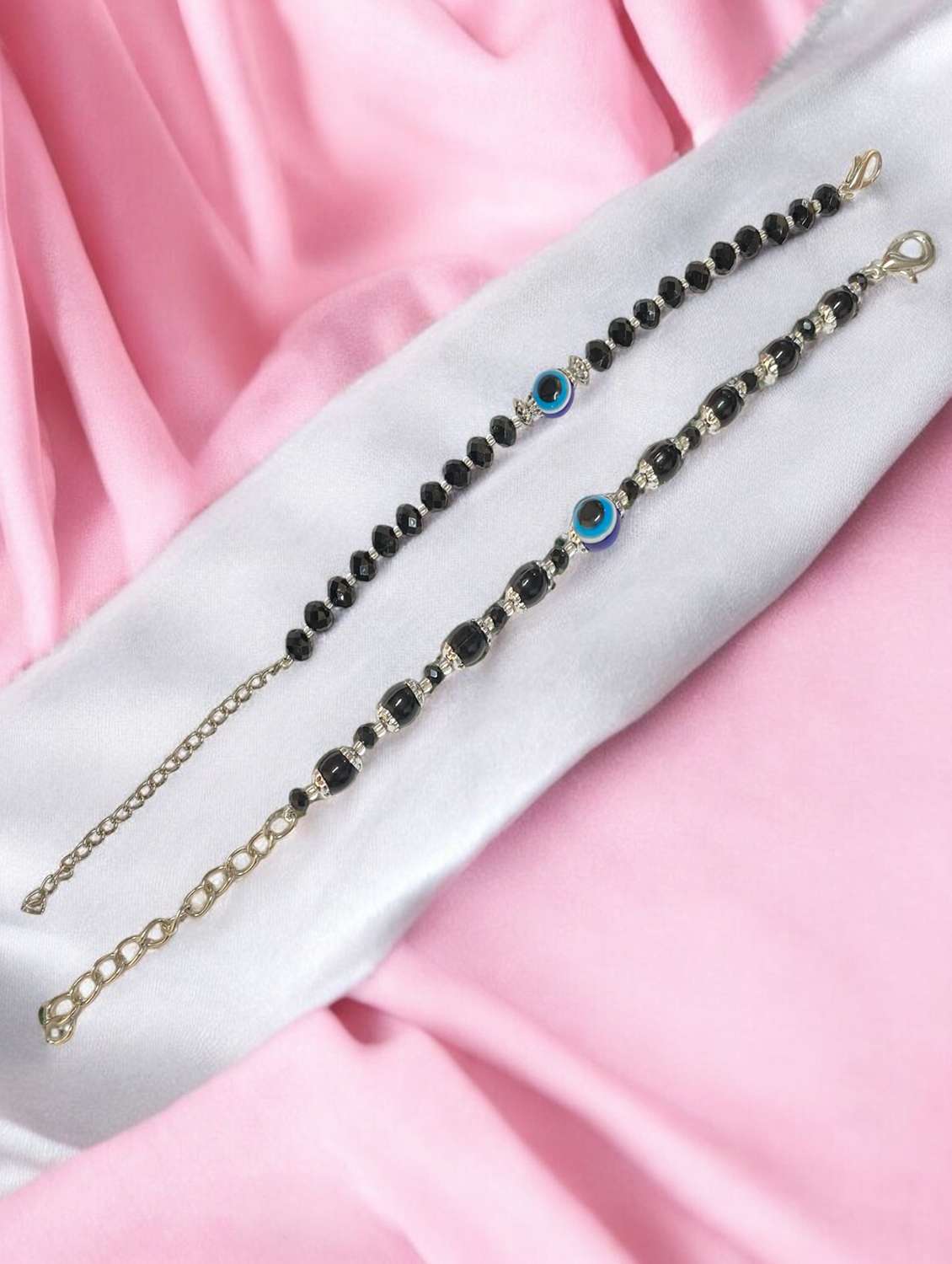 black plastic bangle s women pack of 2 beaded evil eye bracelet