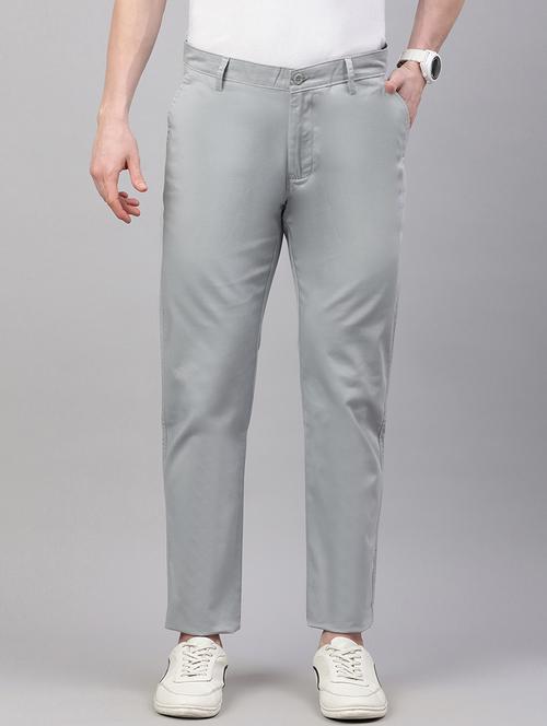 men solid mid rise flat front casual chinos - 21949207 - Standard Image - 0