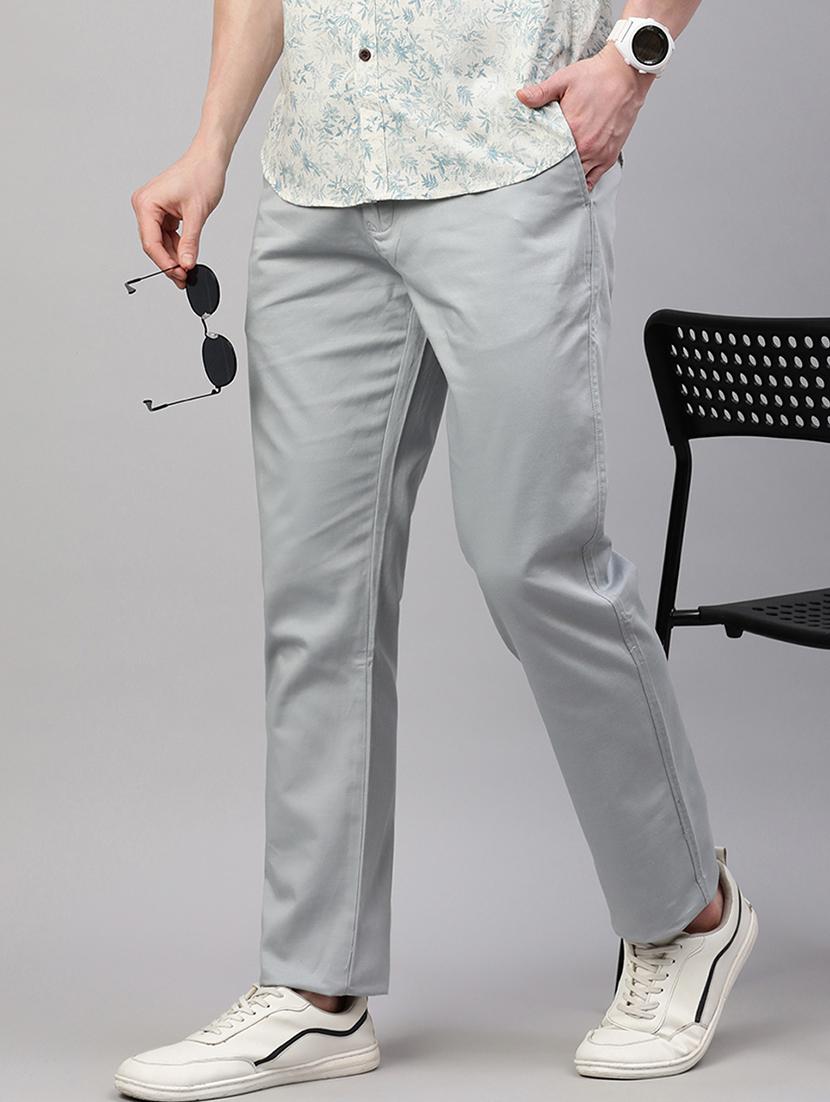 men solid mid rise flat front casual chinos - 21949207 - Standard Image - 2