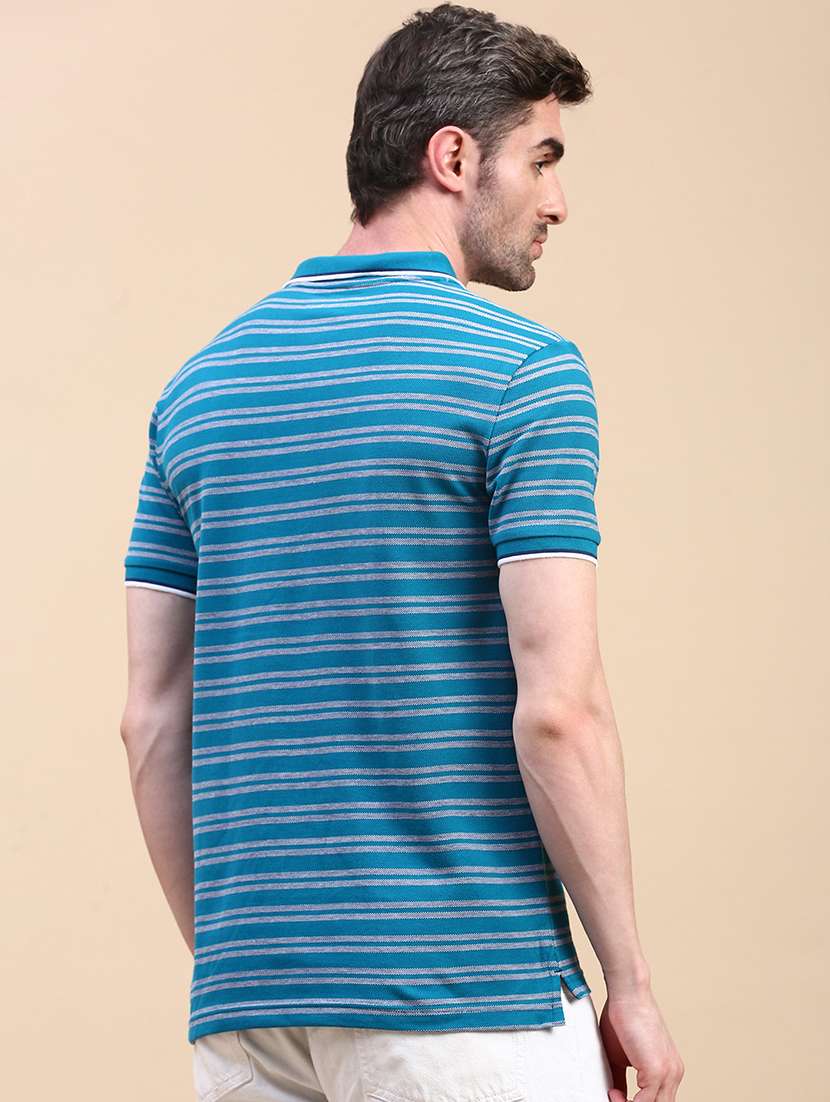 men striped short sleeve regular fit polo t-shirt - 21949215 -  Standard Image - 2