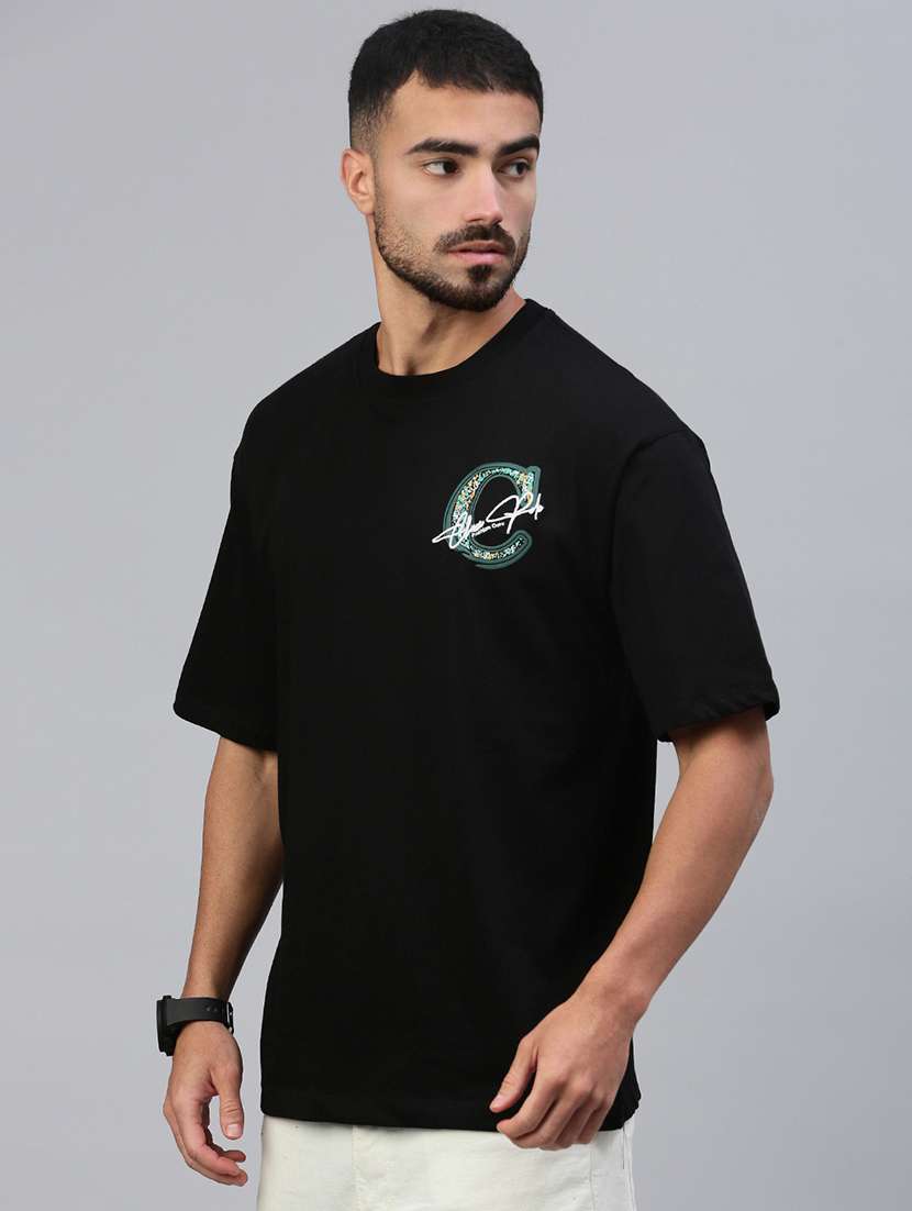 men front & back print round neck oversized t-shirt - 21949234 -  Standard Image - 2