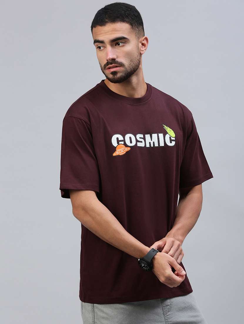 men front & back print round neck oversized t-shirt - 21949235 -  Standard Image - 2