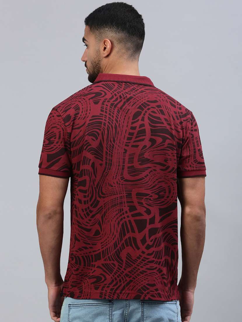 men printed short sleeve slim fit polo t-shirt - 21949236 -  Standard Image - 2