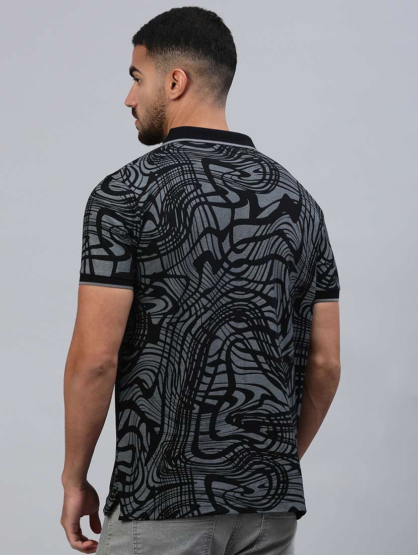 men printed short sleeve slim fit polo t-shirt - 21949237 -  Standard Image - 2