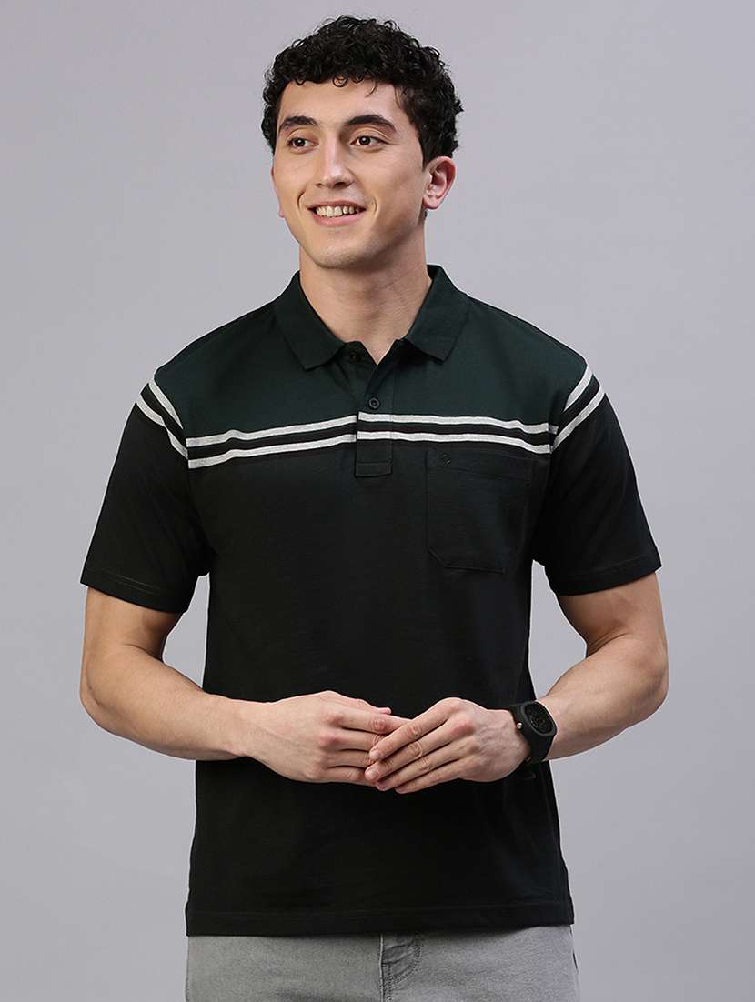 men color block short sleeve regular fit polo t-shirt
