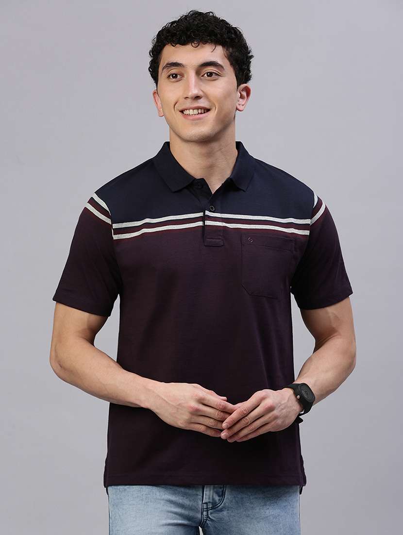 men color block short sleeve regular fit polo t-shirt