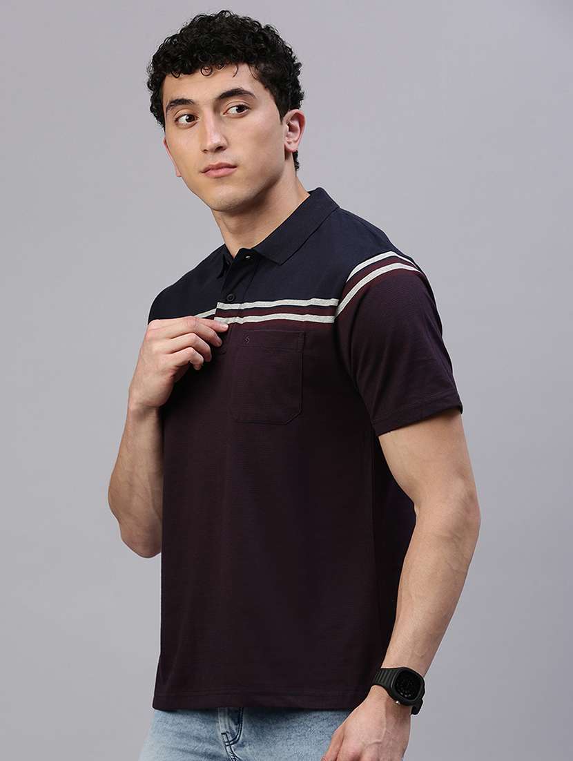 Men Color Block Short Sleeve Regular Fit Polo T Shirt