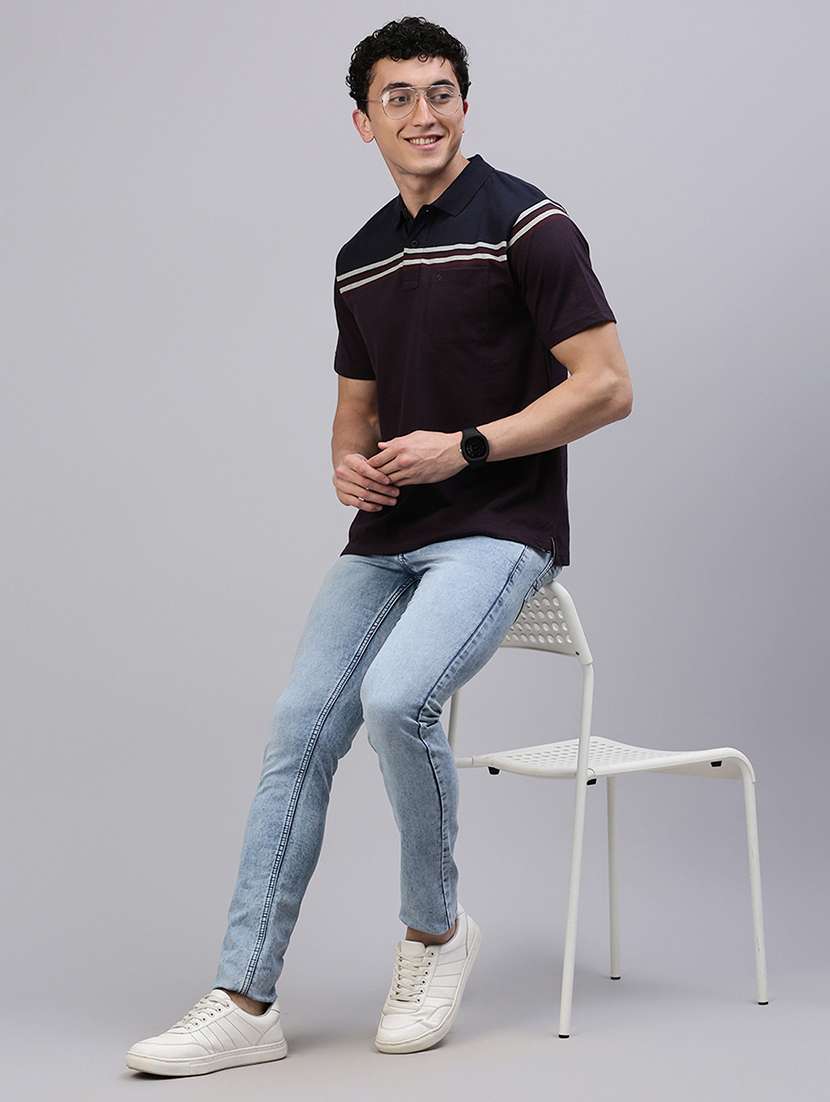 Men Color Block Short Sleeve Regular Fit Polo T Shirt