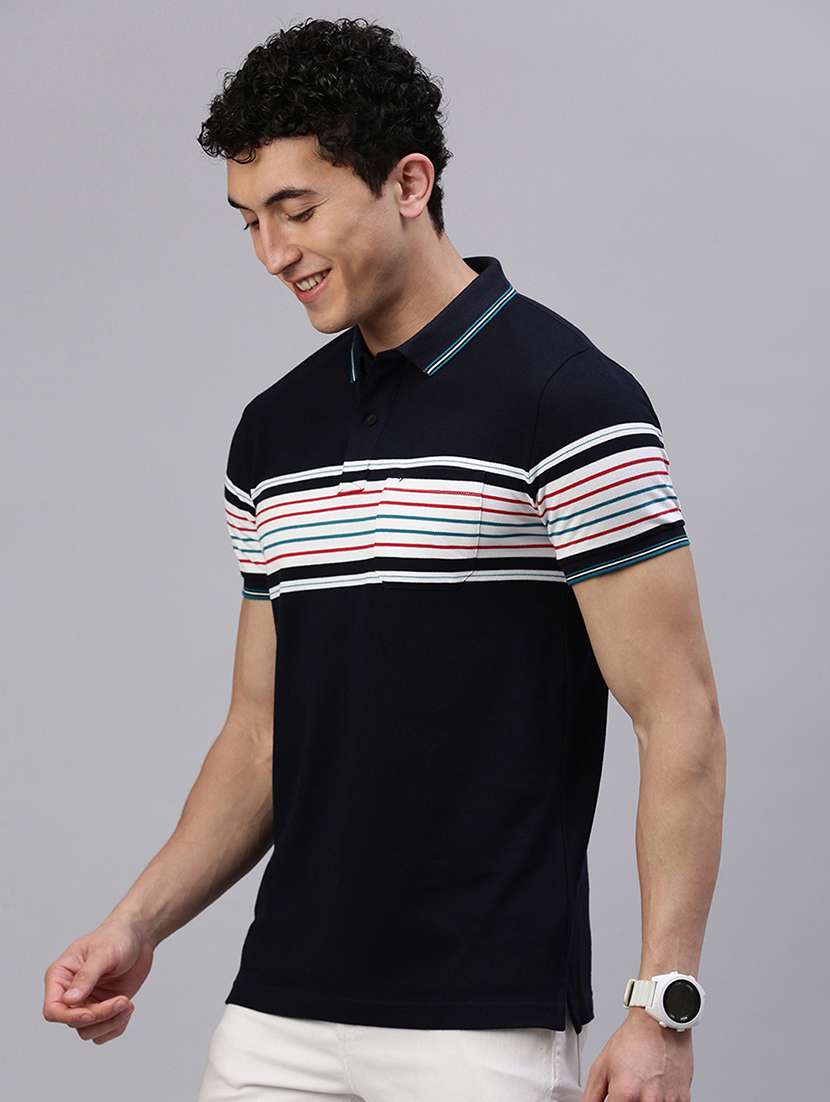 men striped short sleeve regular fit polo t-shirt - 21949255 -  Standard Image - 2
